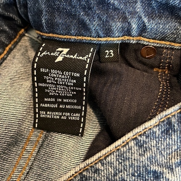 7 For All Mankind Distressed Denim Mini Skirt Size 23 - Picture 5 of 5